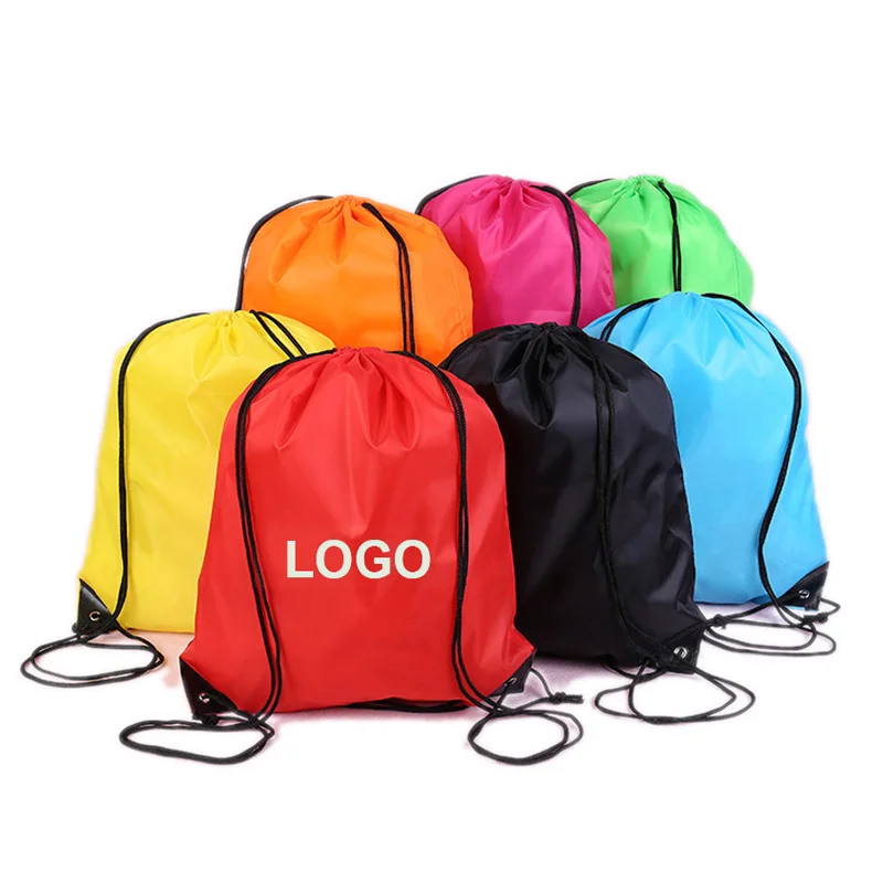 High Quality Cheap Custom Logo Bags 210d Polyester Draw string Sports Backpack Promotional custom