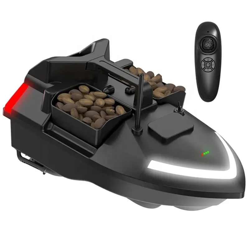 V801 Electric Wireless Remote Control Bait Boat 500m Range 2KG Load Dual Motors LED Lights for Night Fishing Fixed Speed Cruise