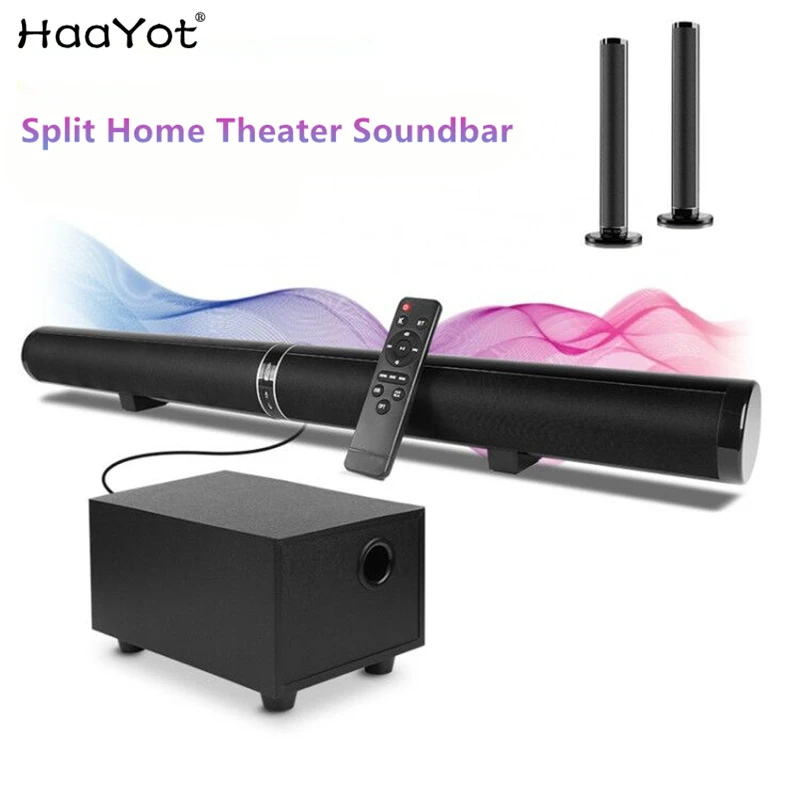 Саундбар с сабвуфером, Съемная Беспроводная Hi-Fi колонка с поддержкой bluetooth, 45 Вт, 80 см, 31,5 дюйма, 3d-стереосистема объемного звучания для ТВ, домашнего кинотеатра