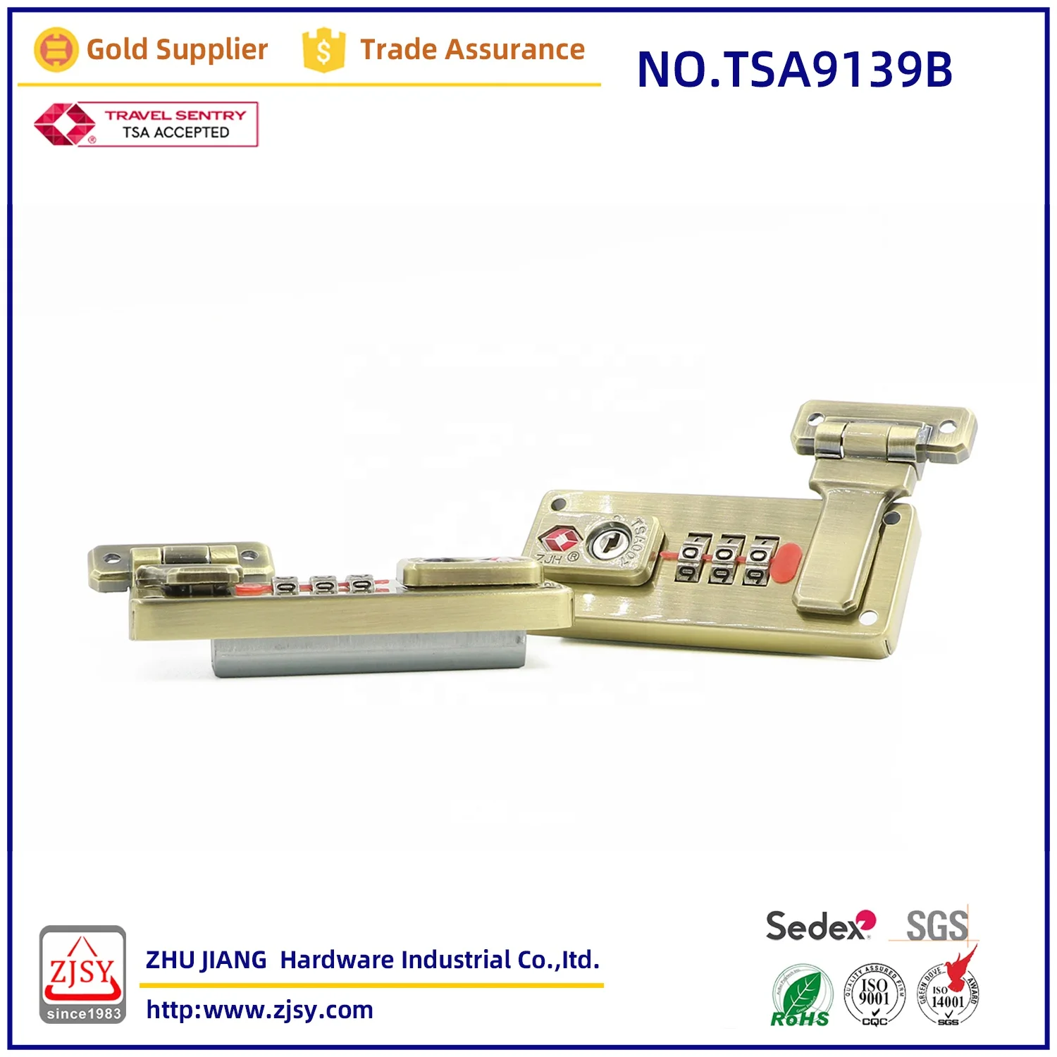 TSA9139B High Quality Suitcase Metal Latch Accessories 3-Digit Combination Code TSA007 Customs Luggage Lock