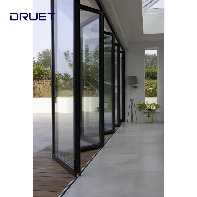 Customized aluminum vertical bifold garage doors glass folding garage door