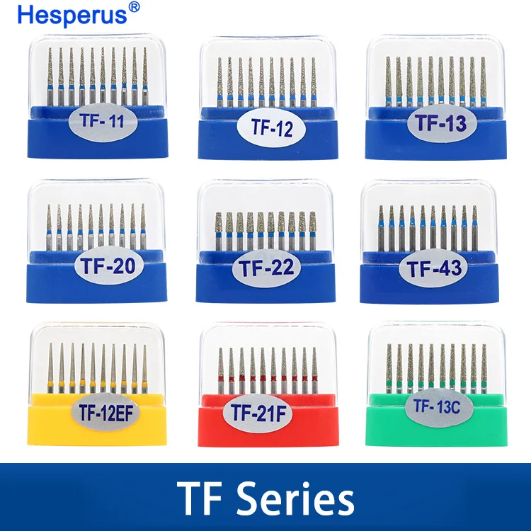 TF series 10pcs/Box Dental High Speed Diamond Burs Dentist Super Coarse Diamond Drills Dental Lab Polishing Tools Dia.1.6mm