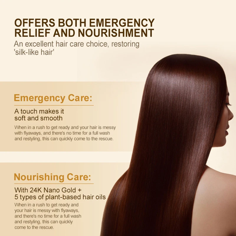 Men Women 24K Nano Gold Nourishing Hair Oil Smoothing Shiny and Soft Repair Hair Oil Serum