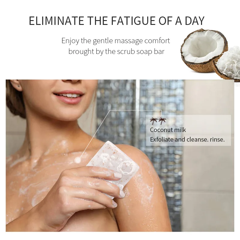 Coconut Essenti al Oil Gentle Cleansing Facial Body Scrub Soap Handmade Cold Soap