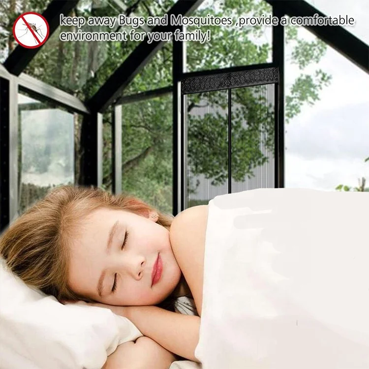 Cheap Price Magnetic striated screen door with top lace