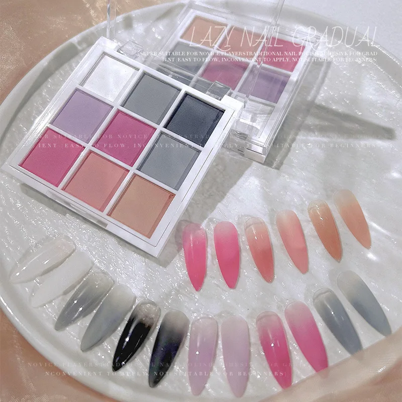 9 Colors Chrome Gradient Nail Powder Manicure Gel Paint Palette Pigment