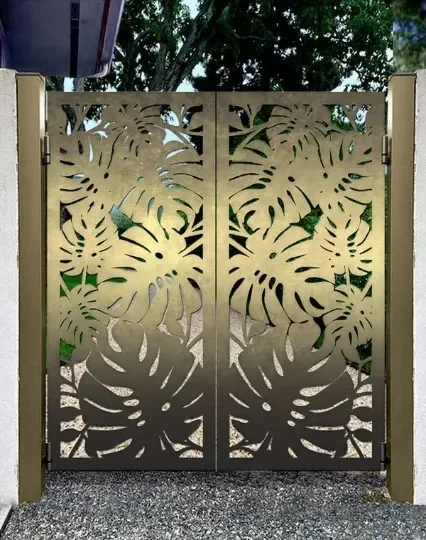 Folding aluminum single exterior price villa entrance house main gate door designs electric high quality wrought iron gate