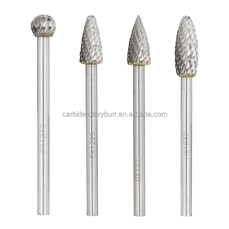 5pcs 12mm diameter 6mm Shank Double Cut tungsten carbide  files burrs 1/4 inch  rotary carbide burr set long