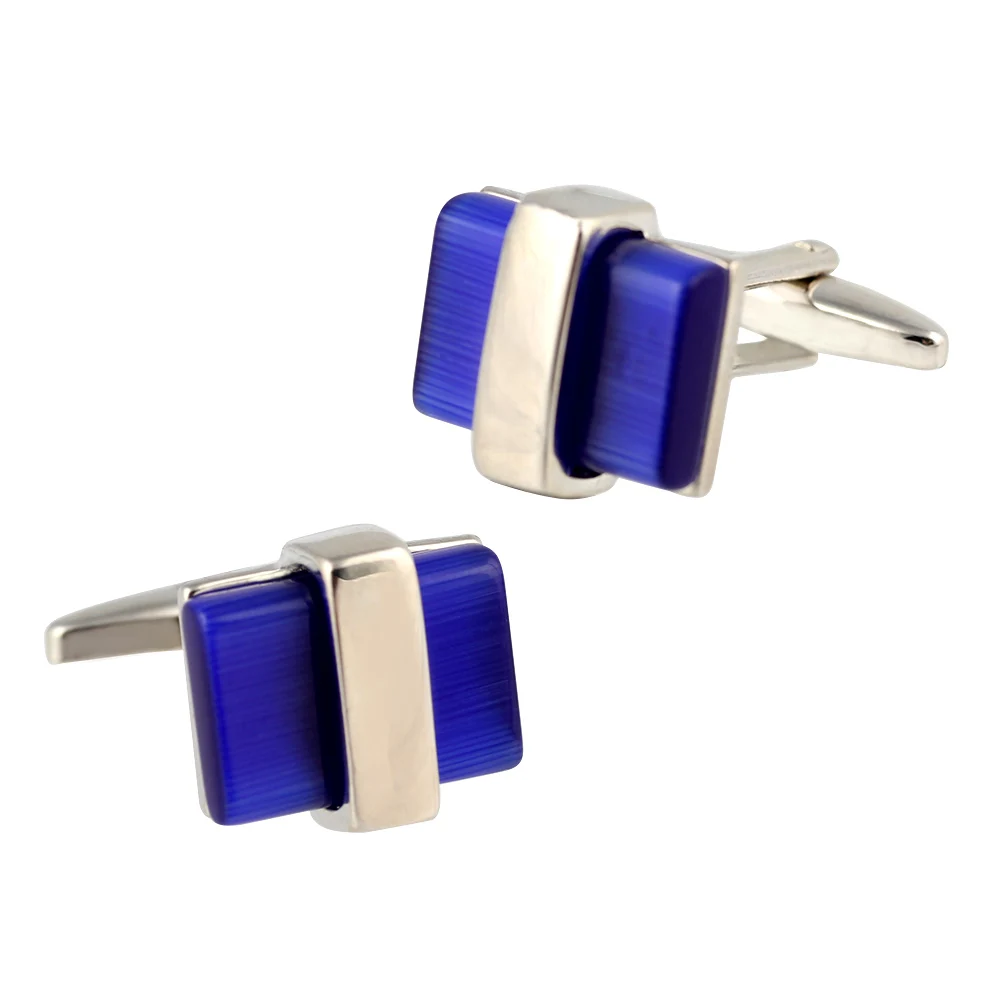 Rectangular Blue Opal Sterling silver Shirt Cufflinks