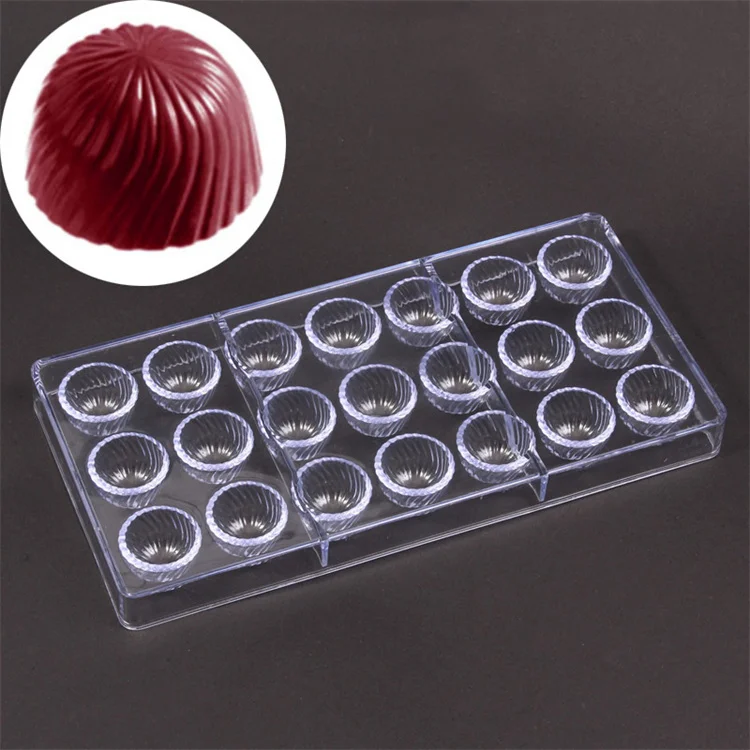 Polycarbonate 21 Cups Chocolate Bomb Mold Spiral Bullet Chocolate  Bon Mould Injection PC Solid Plastic Jelly Candy DIY Molds