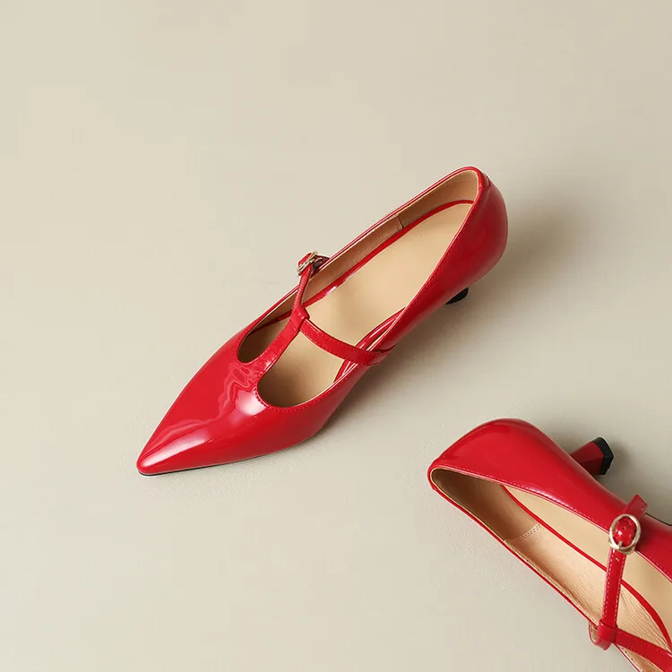 wholesale sexy women pumps 2024 spring newest real leather pointed toe red footwear party dress lady high heel shoes big size 47