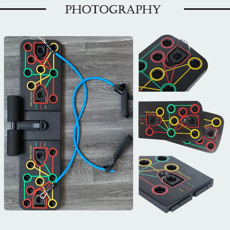 9-in-1 Fitness Power Press Foldable Push up Board with Durable ABS Material for Bodybuilding and Exercise Resistance Bands