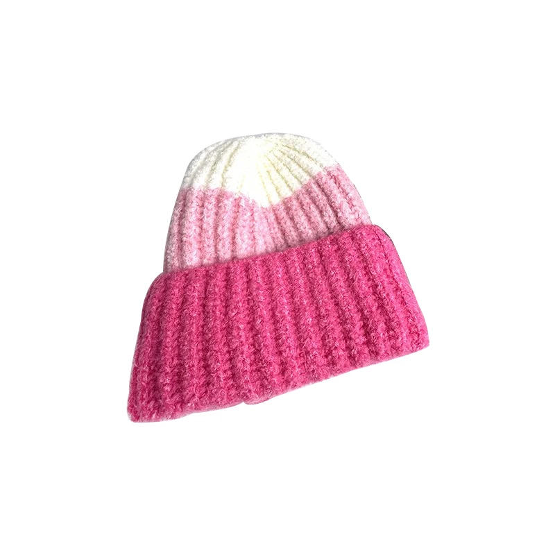 Customized Mohair Cuffed Crochet Beanie Hat Fashion Warm Knitted Winter Hats