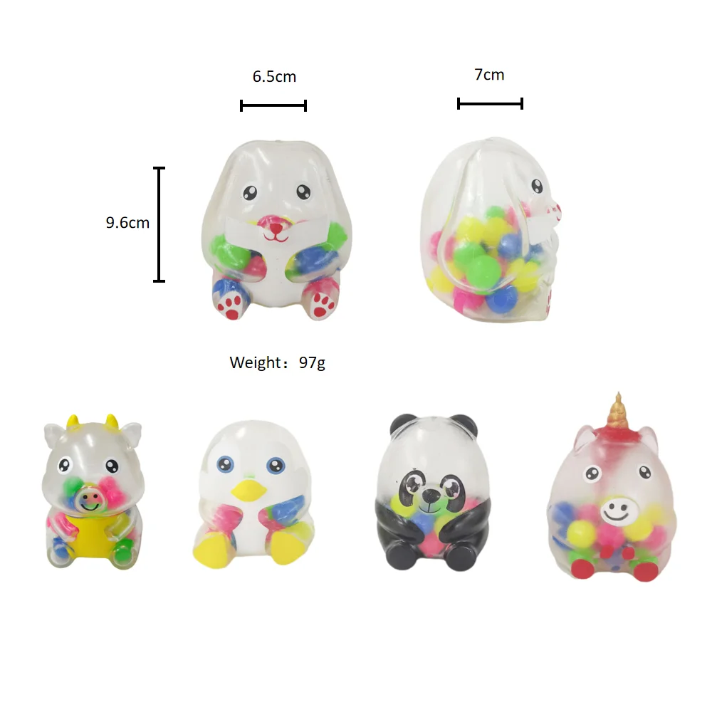 Squishy Decompression Kids Toy Stress Penguin Ball Squeeze Toy With Color Beads Rainbow Balls