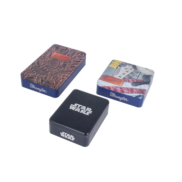Custom Rectangular wallet packaging tin box for leather wallet