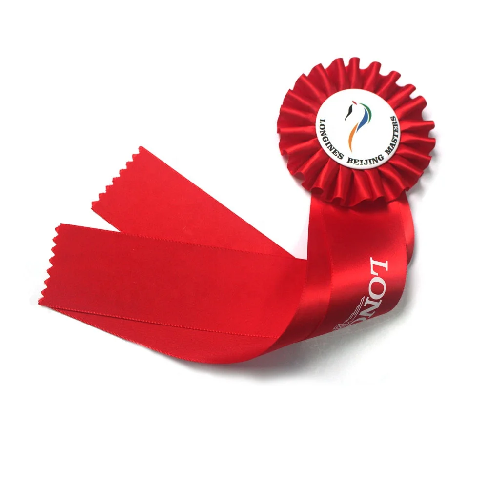 Factory handmade triple layer award ribbon rosette for horse race,horse sport ribbon rosettes flower