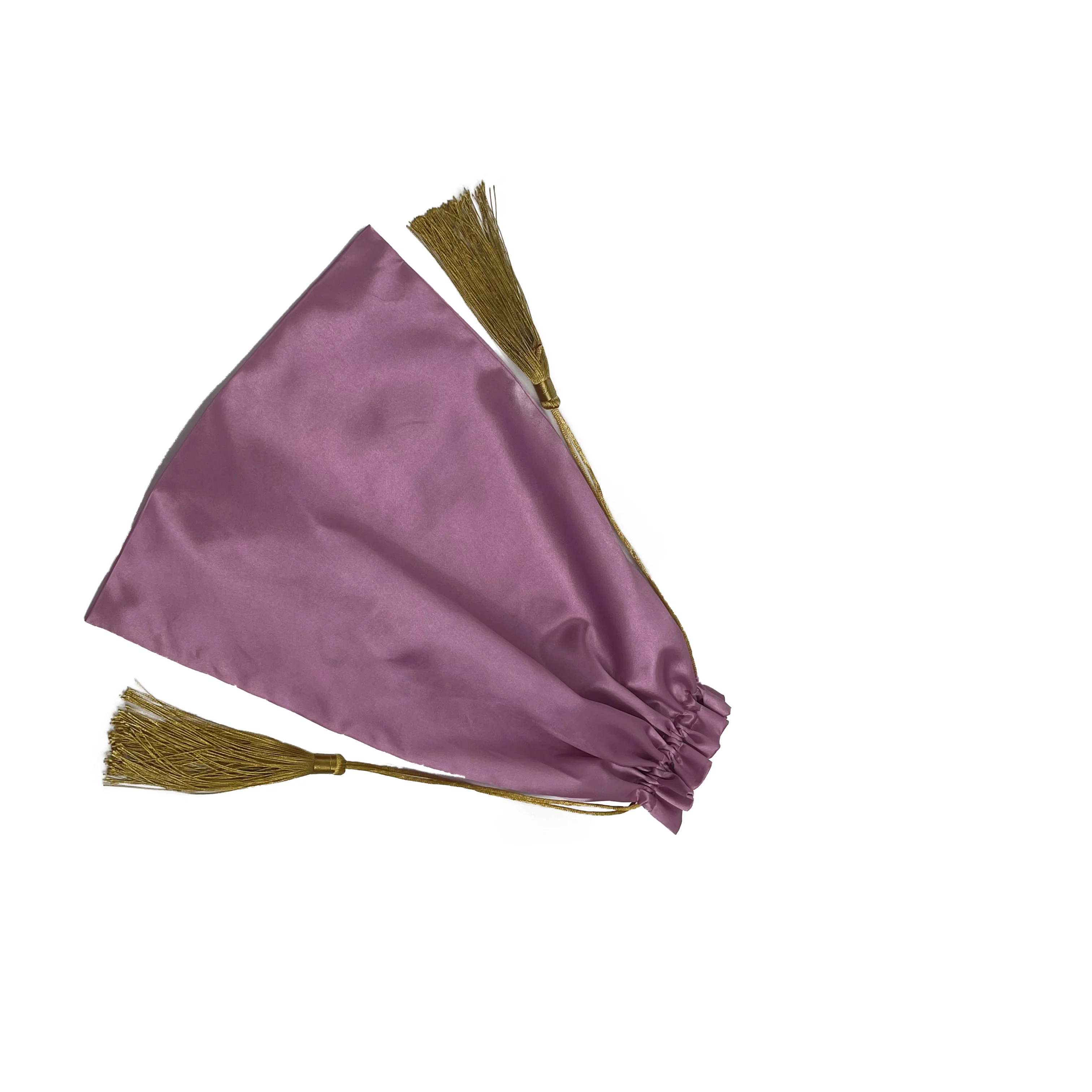 Custom Woven  logo silk tassel satin bag extension packaging satin gift bag for wig bundles