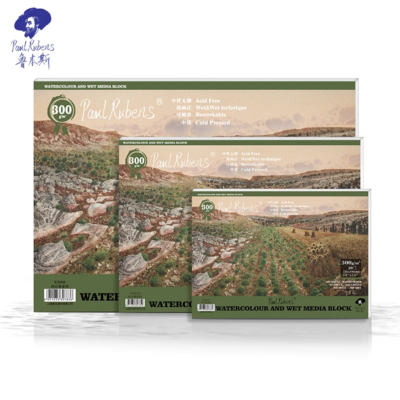 Paul Rubens Watercolor Drawing Paper Sketchbook Coloring Book Art Supplies for Artist 16K A4 20 Sheets 50% Cotton 300g - CL