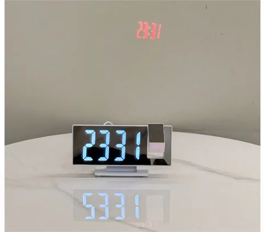 Factory price Multifunctional alarm clock with projection camara  LED Mirror Desk Alarm Clock Usb Electronic