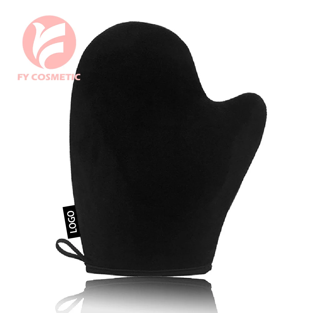 OEM Custom Color LOGO Dual Sided Super Soft Deluxe Velvet Tanning Mitt With Thumb Self Tanning Mitt