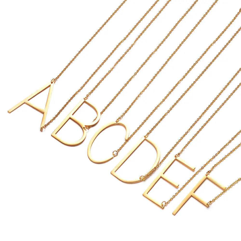 selling Wholesale Latest Jewelry Stainless Steel Gold English Letter Hot Women Men Pendant Necklace