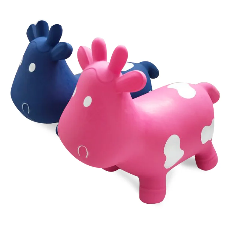 2019 New Item Environmentally Friendly Non-Toxic Kids Toys Painted Cartoon Pink Cows Inflatable Jumping Animal