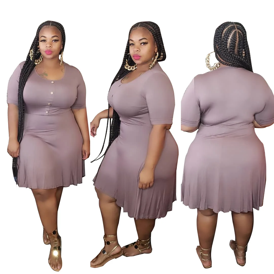
High Quality plus size women Clothing Oversize Women dress loose solid color pullover dress 