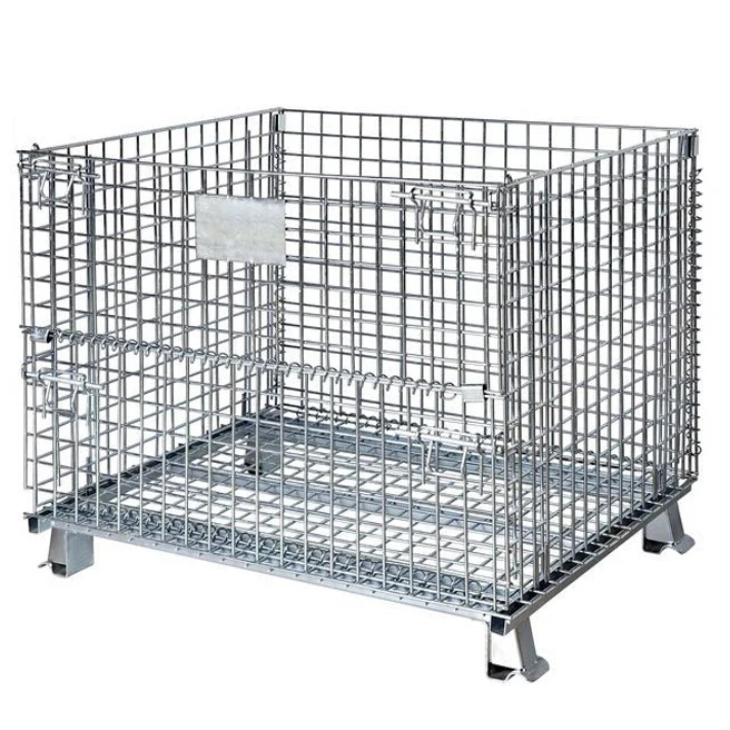 Складной оцинкованный складной контейнер из проволочной сетки для заводской