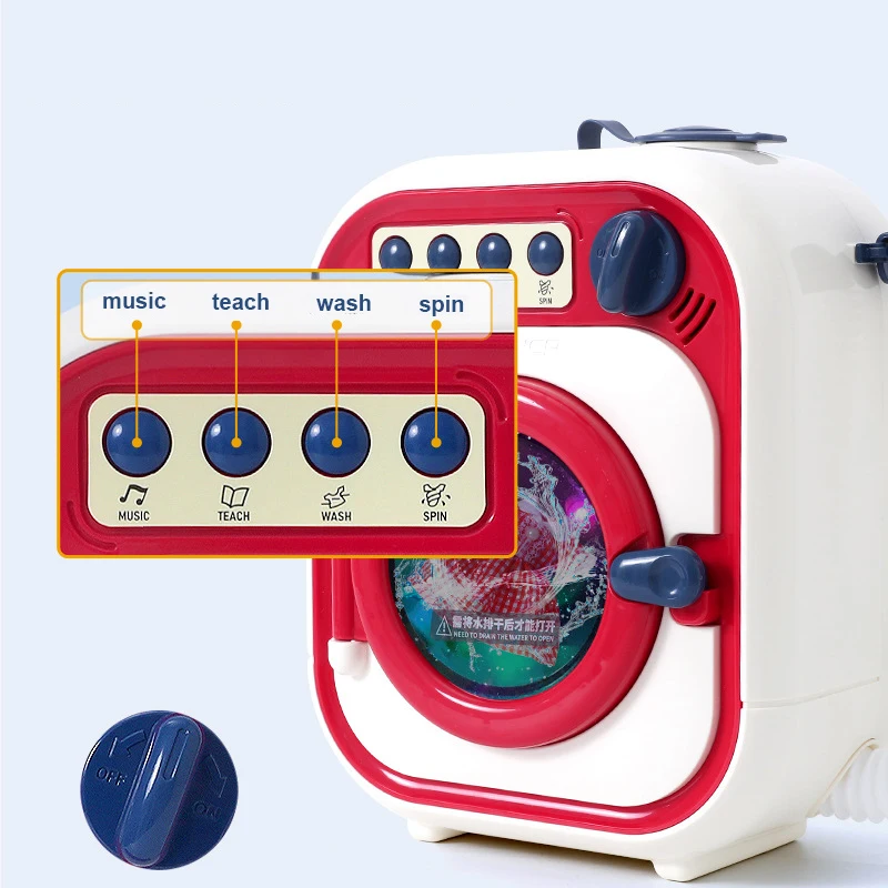 Baby puzzle simulation electric mini washing machine with water drum light and music play house toys