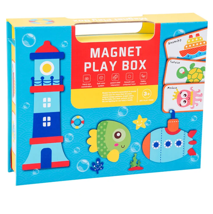 Baby Educational Toys Magnet Playing Box Wooden Magnetic Learning Card Children Play Toy 2 to 4 Years,5 to 7 Years 24*19*5cm