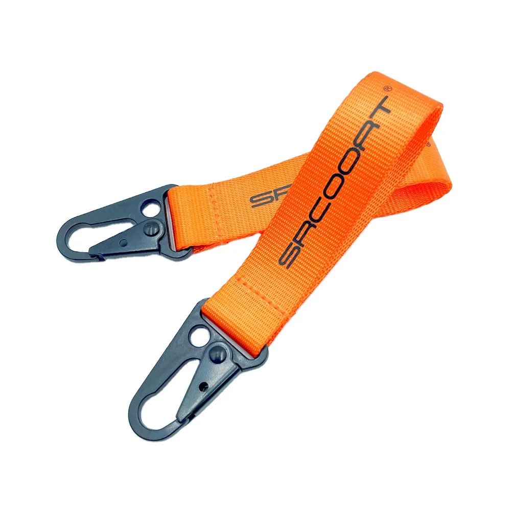 Factory free design custom dye sublimation logo Rpet keychain pink lanyard neck strap