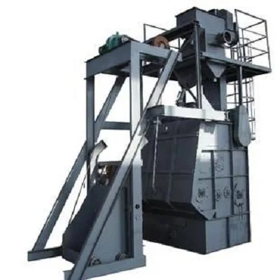 rubber belt tumble type shot blasting machine with automatic loading unloading system for for Sewing machine parts surface clean