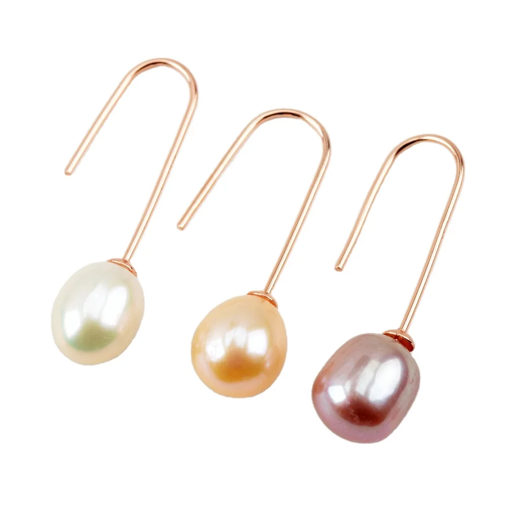 2021 Custom Wholesale Women Fashion Accessories Gold Plated Drop Ear Ring Jewellery Natural Pearl Gold Dangle Earrings