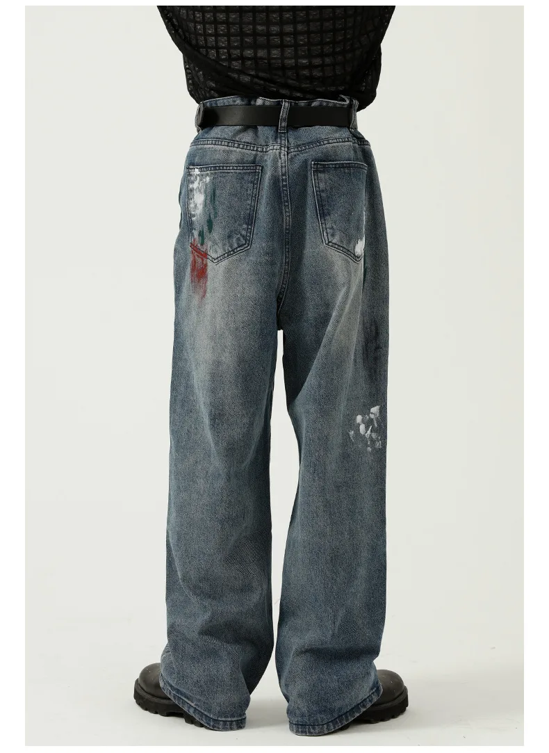 Korean Version Of The Hole Design Feeling Fried Street Thin Wide Leg Jeans Man