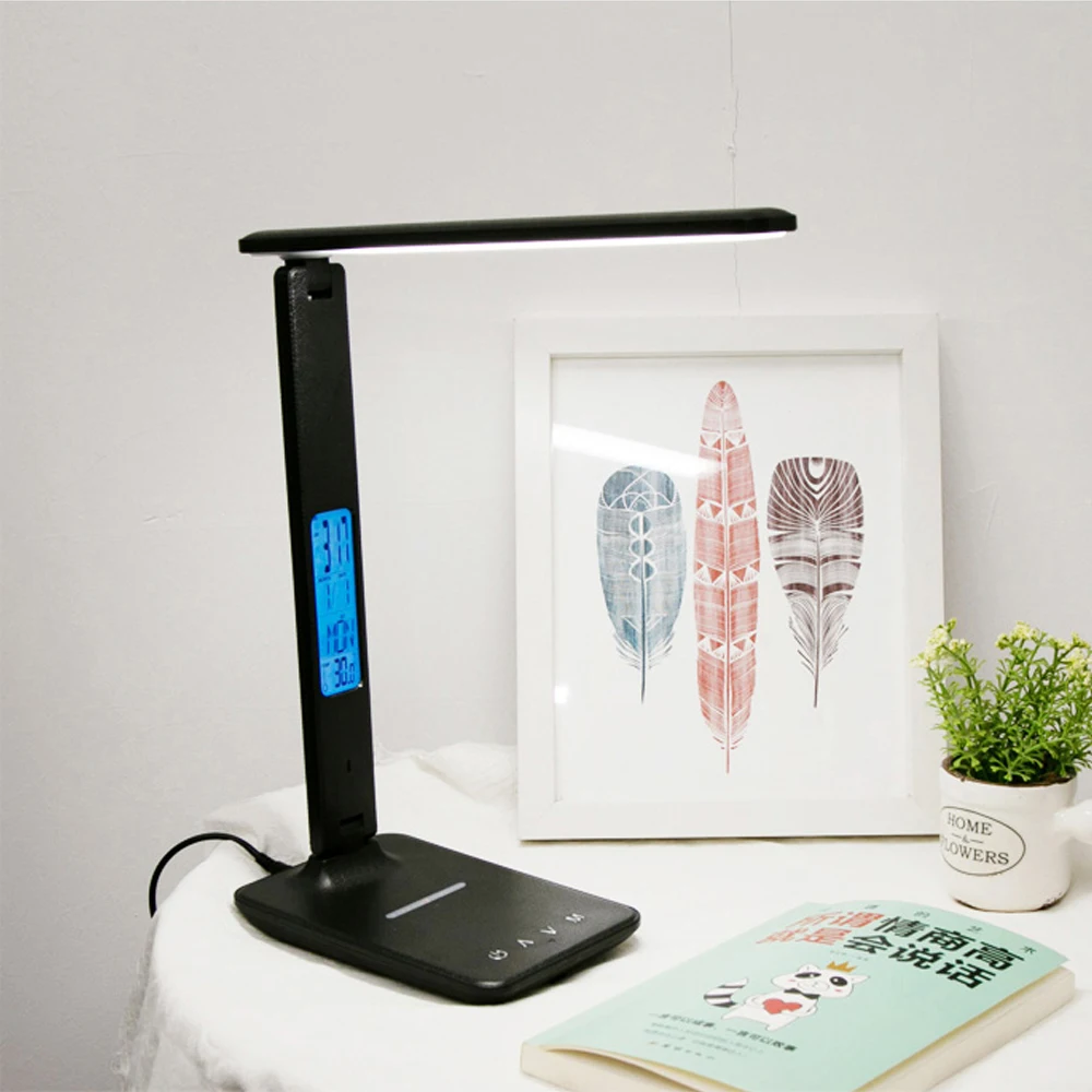 Table Lamp With Gooseneck Led Contemporary Wooden Desk Flexible Necks Lamps For Kids Rooms White Light Folding