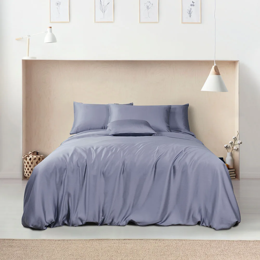 Tencel Bedding Set Wholesale Cuts Good Price Custom Set Organic Silk Pillow Case Bed Sheets Set Luxury King Size