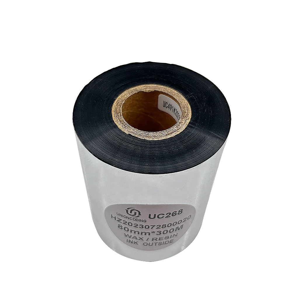 UC268 80MM* 300M Wax Resin Thermal Transfer Ribbon 24mm Width Barcode Ribbon for Zebra & TSC Label Printers