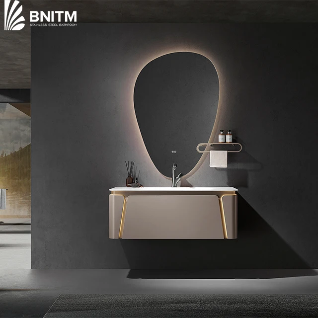 BNITM мебель для ванной комнаты из нержавеющей стали настенные шкафы для ванной комнаты с выдвижными ящиками и зеркалом