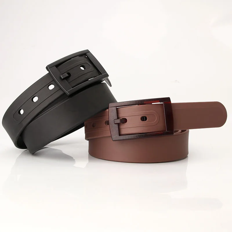 Casual Belt For Women Fashion Tpe Silicone Belt Plastic Frosted Buckle Head No Metal Environmental Belt