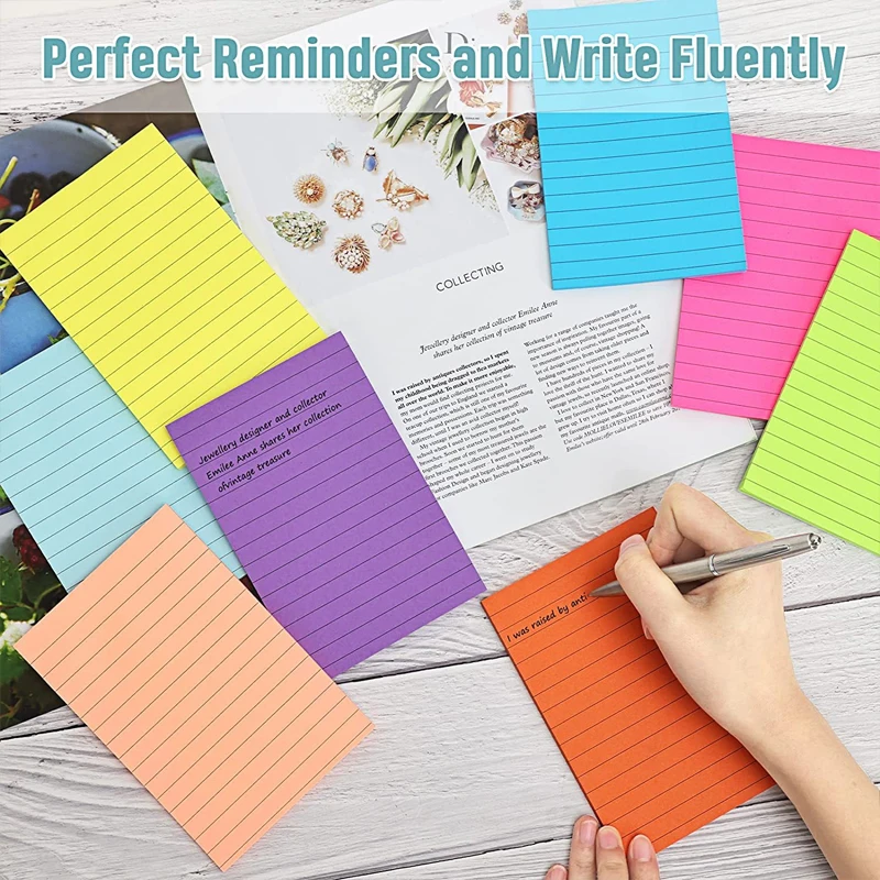2023 Hot Sale Lined Sticky Notes 4X6 in Bright Ruled Post Sticky Colorful Super Sticking Power Memo Pads Its Strong Adhesive