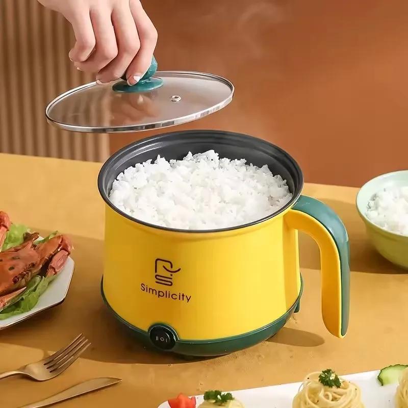 1.8L Electric Cooker Mini Cooking Pot Household Hotpot Non Stick Coating Multi Function Food Frying Pan Skillet Rice Pan