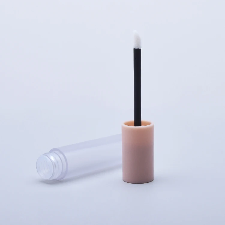 High end  empty 4ml frosted lip gloss tubes,round rose gold lipgloss tube