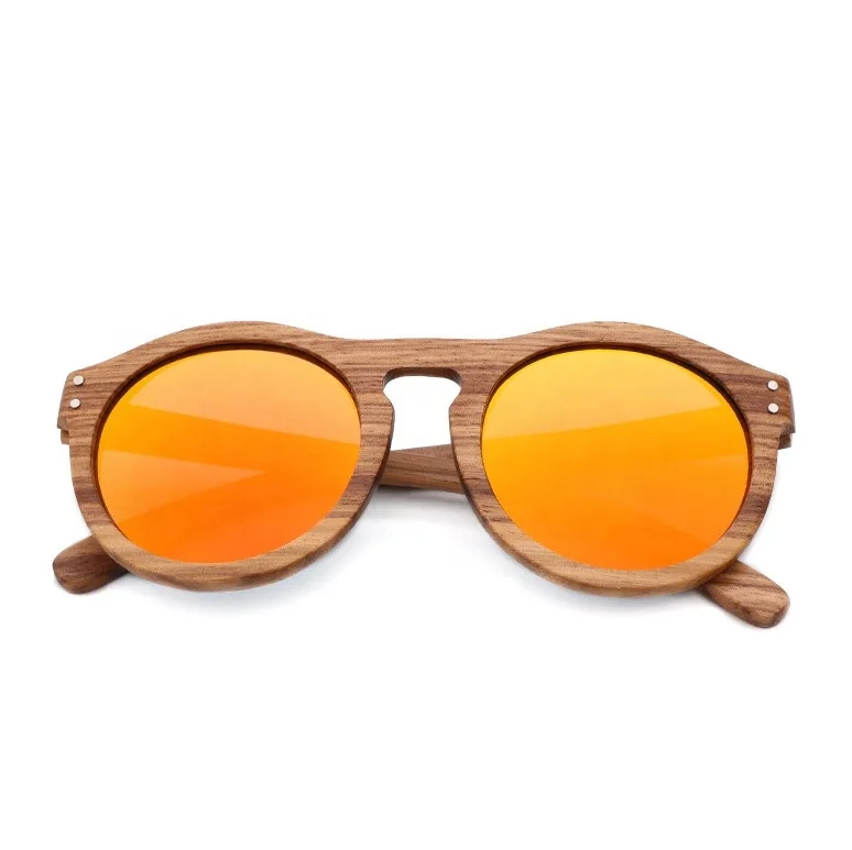 Fishing Floating Walnut Men Round Wooden Sunglasses Polarized lens