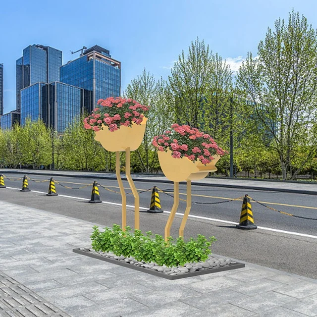 Street flower planter use Galvanized Steel Custom color and size factory direct