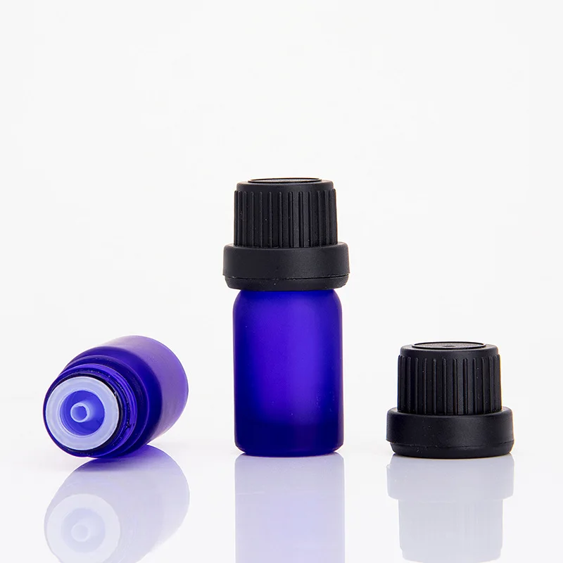 
Mini 5ml cobalt blue glass dropper bottle with reducer insert and tamper evident cap 