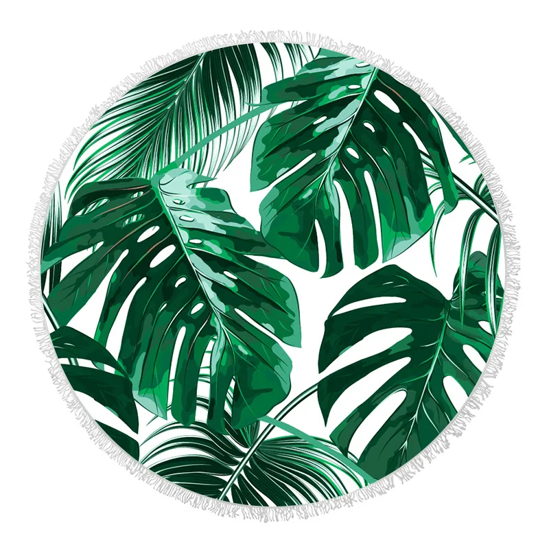 Custom Summer Outdoor Digital Printing Round Shape Beach Towel with Tassel Quick Drying Towel Blanket