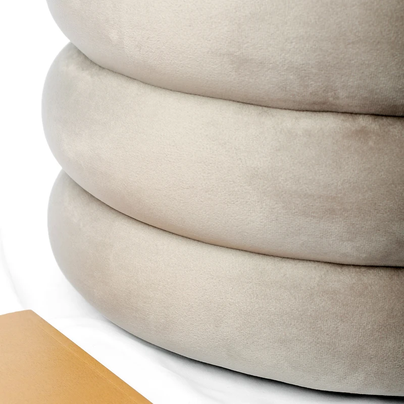 Moroccan Tyre Living Room Upholstered Round Storage Ottoman Chair Velvet Pouf Ottoman Stool for Home