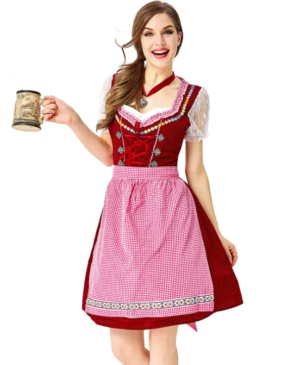 Ecoparty Oktoberfest Bavarian German Heidi Dirndl Leiderhosen Beer Wench Maid Costume