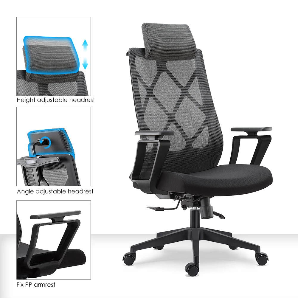 Foshan Swivel Reclining Lift with Mesh Fabric Ergonomic Computer Task Chair  High Quality Modern Office Chair Office Equipment