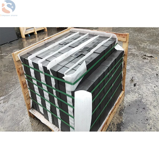 Natural Black Sandstone Flamed Surface for  Cladding Low Price Paving Stone